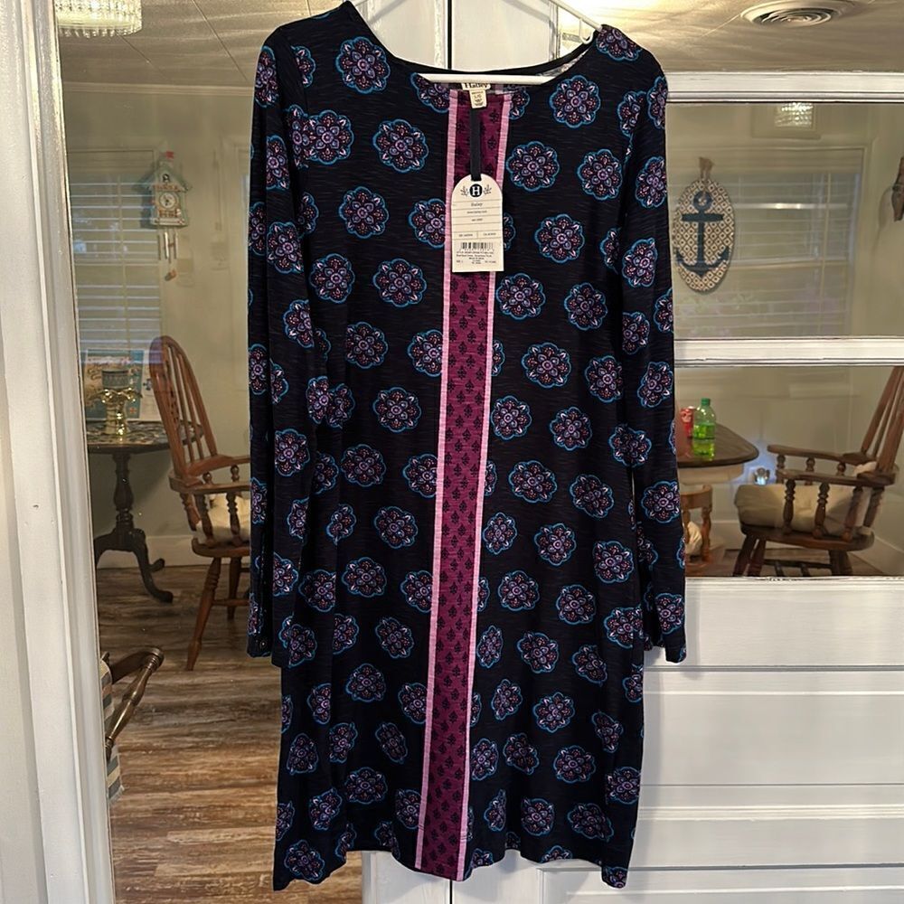 New Hatley Boat Neck Cotton Dress- Byzantium Floral